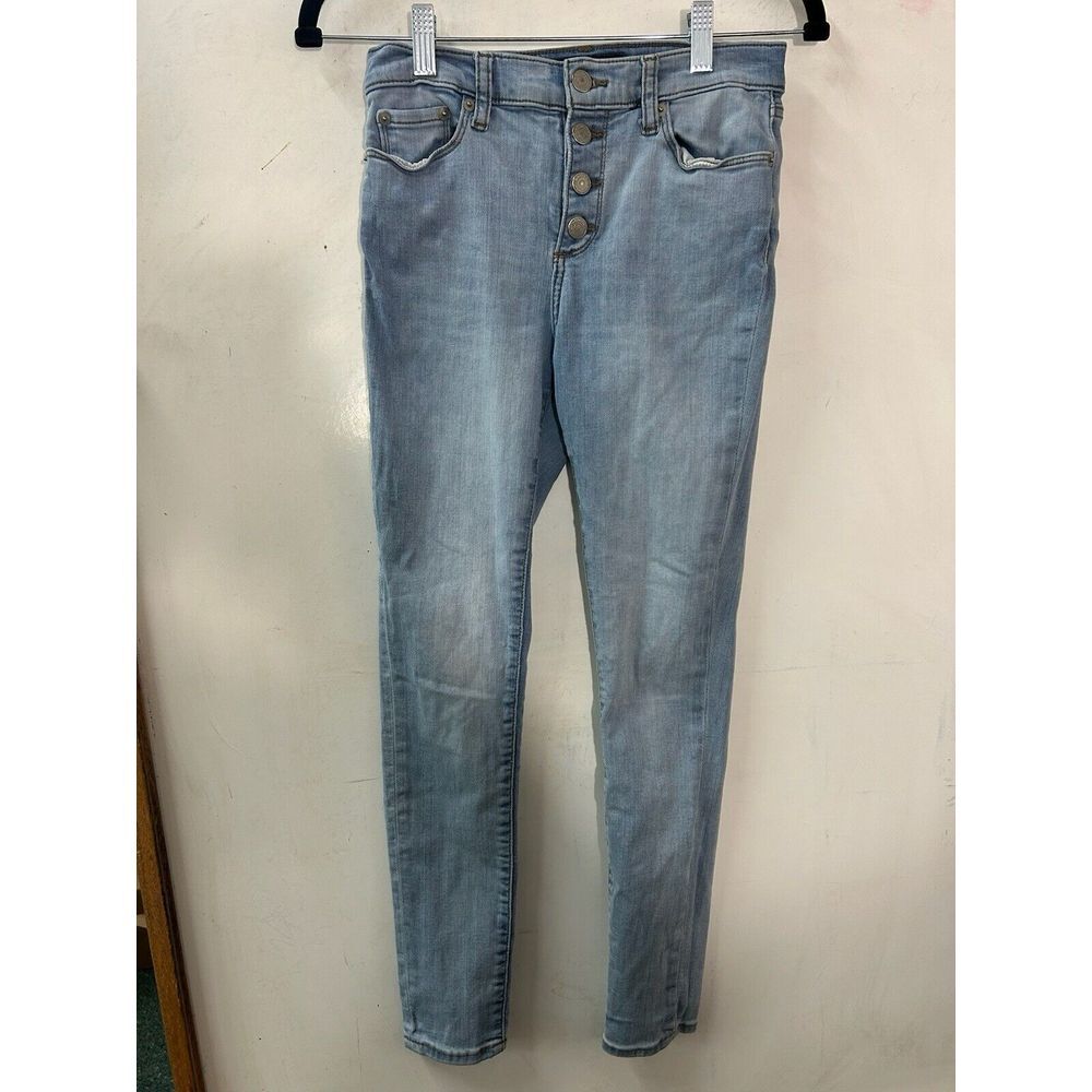 Banana Republic Jeans Womens Sz 0 Blue High Rise Skinny Denim Stretch Button Fly